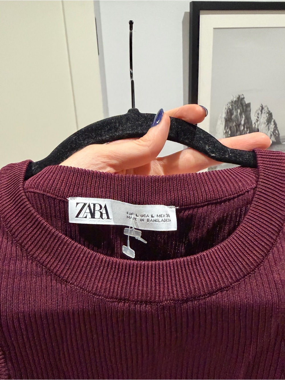 ZARA Ribbed Sleeveless Tank Top - Deep Burgundy - Picture 3 of 3